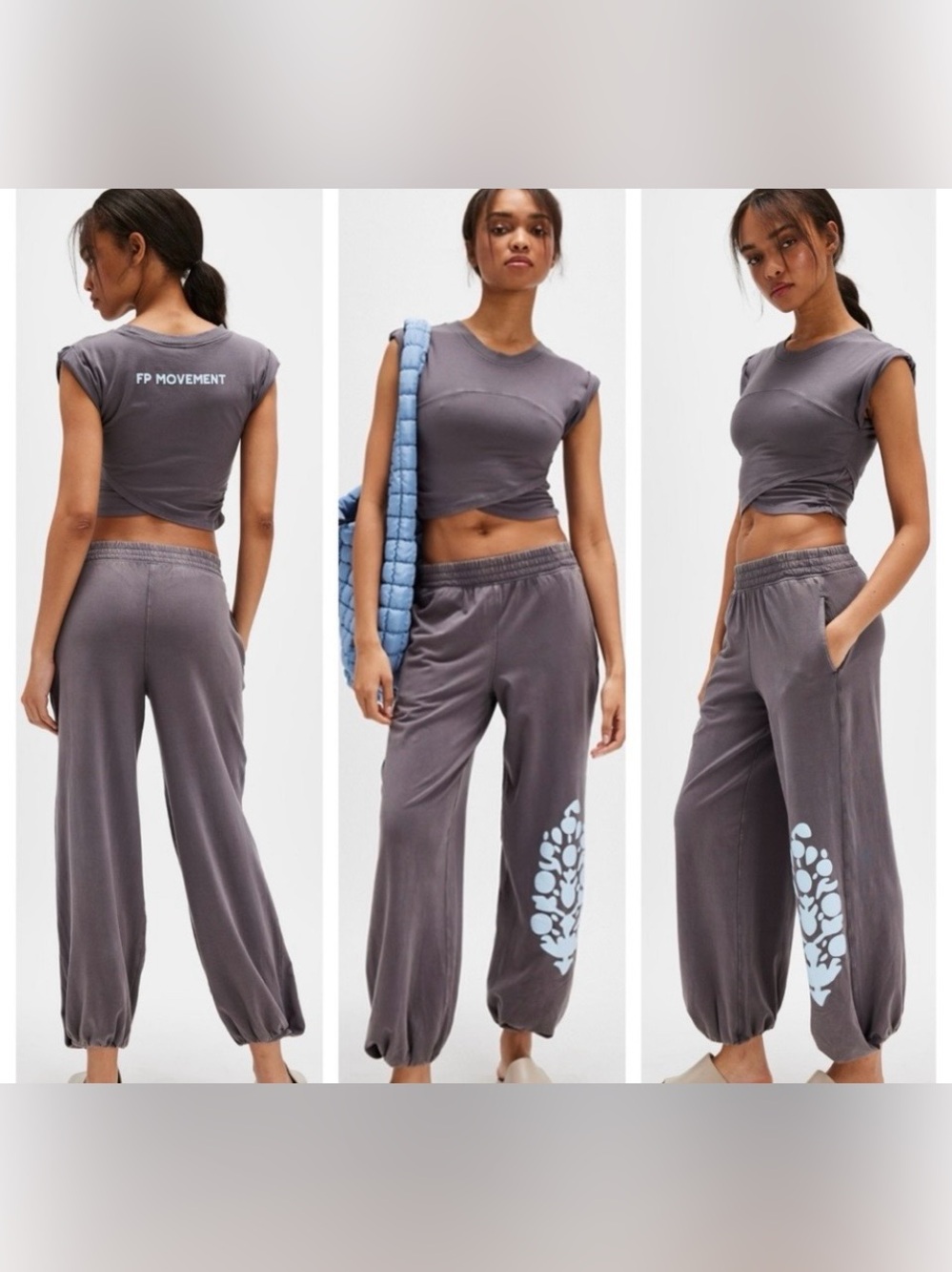 We The Free Gray Graphic Drawstring Jogger Pants